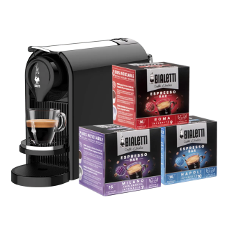 Espressor cu capsule GIOIA PLUS BLACK cu 3 cutii de capsule